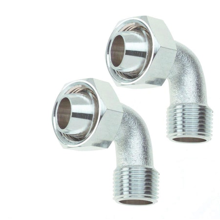 Ace William Harvey Bent Bathcock Coupling Universal 1/2 in. Silver Brass 2 pc 011746